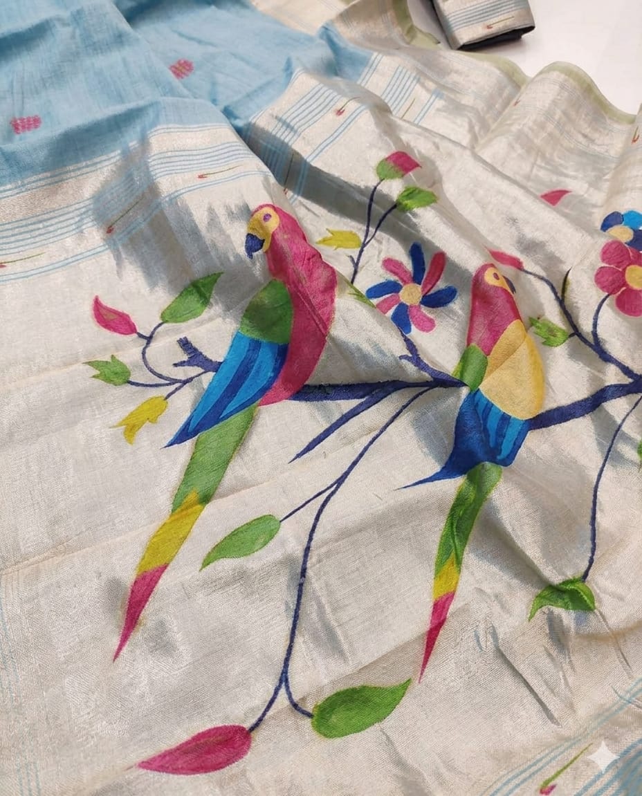 Butterfly Cotton butta-shiney styler alongwith black blouse
