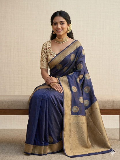 Purple peacock with stylish jari embroidery