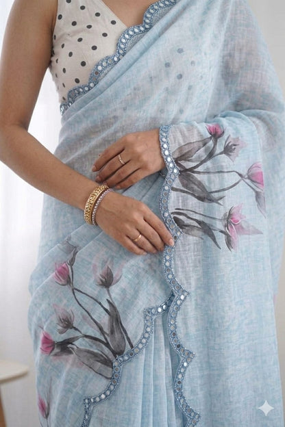 Asmani printed georgette saree ready to wear