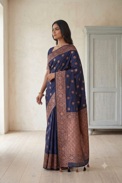 Silky jari premium saree with bengani colour