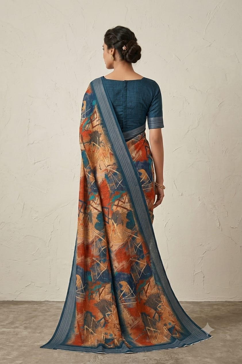 Famous synthetic fibre saree with mixture of various colours