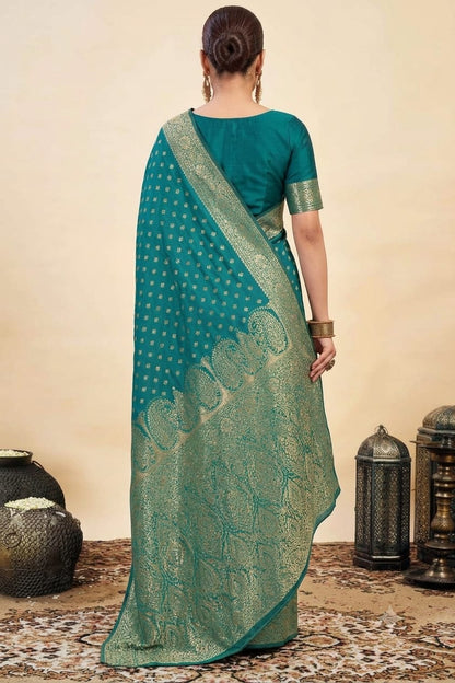 Mixture of jari embroidery and bnarsi silk saree
