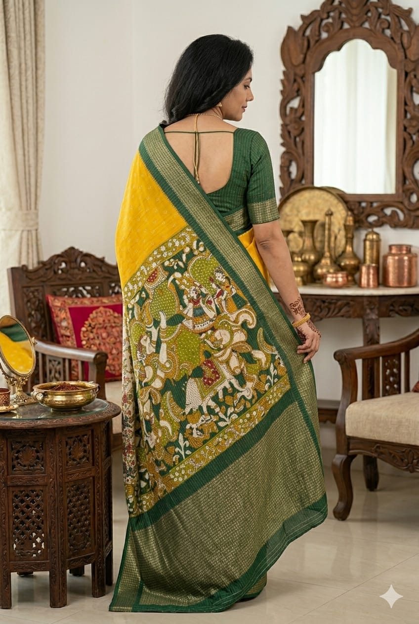Yellowish mango banarsi silky Saree