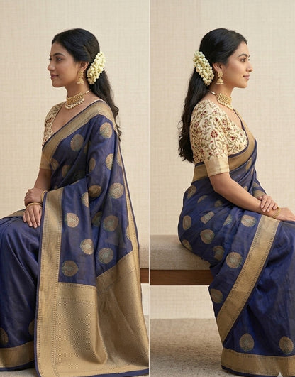 Purple peacock with stylish jari embroidery