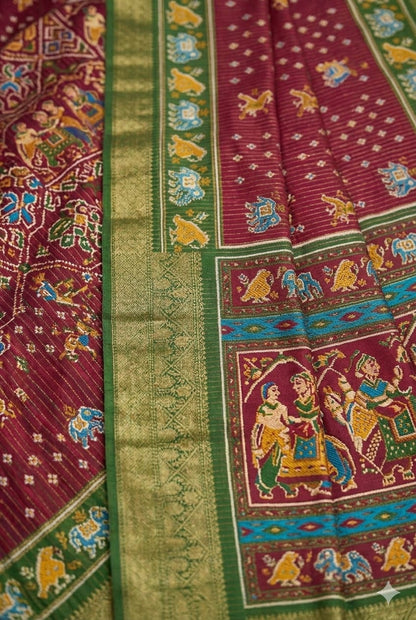 Dark maroon silky royal look saree