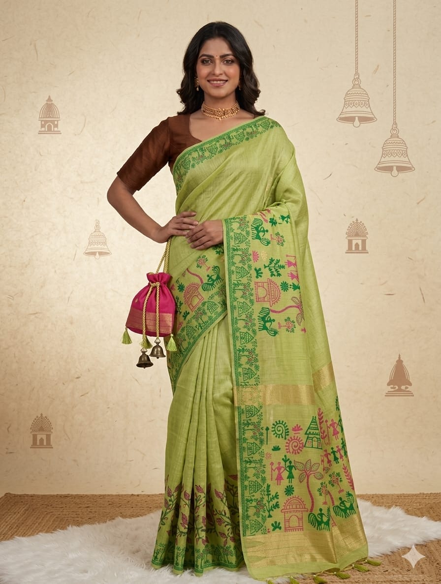 Green cotton butta sarees -alongwith breathable blouse