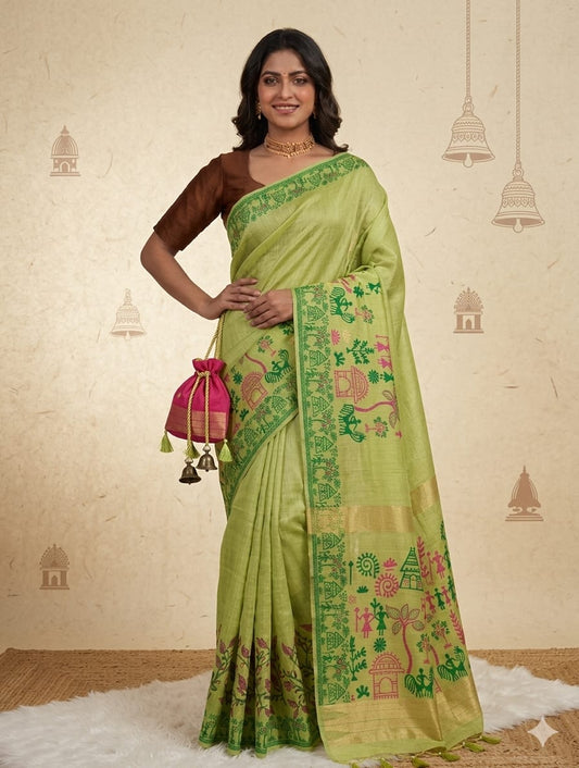 Green cotton butta sarees -alongwith breathable blouse