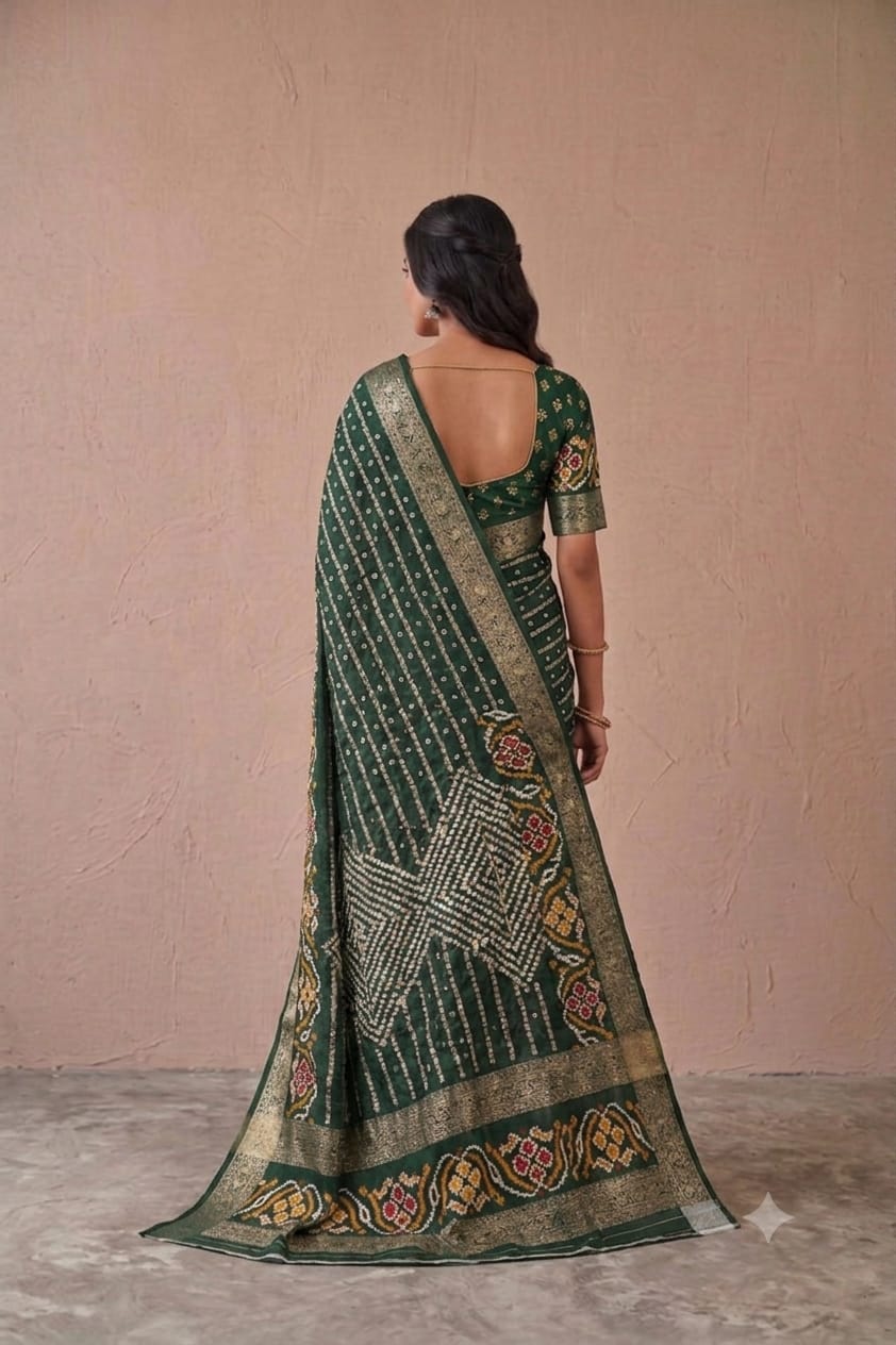 Mix febric give you stylish look with a bold green colour