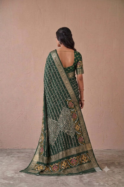 Mix febric give you stylish look with a bold green colour