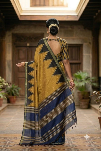 Light sandy yellow colour saree mixture of polyester chiffon fabric