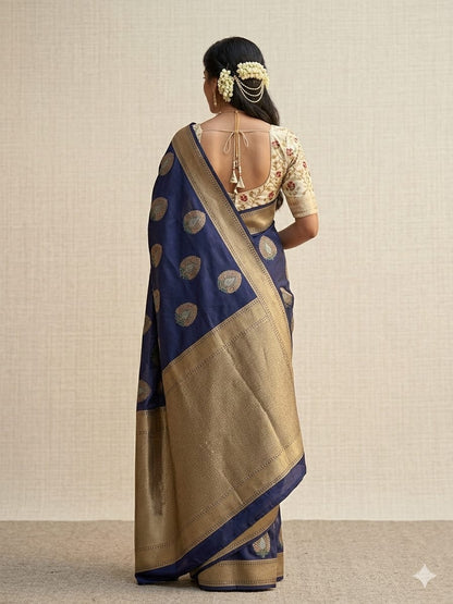 Purple peacock with stylish jari embroidery
