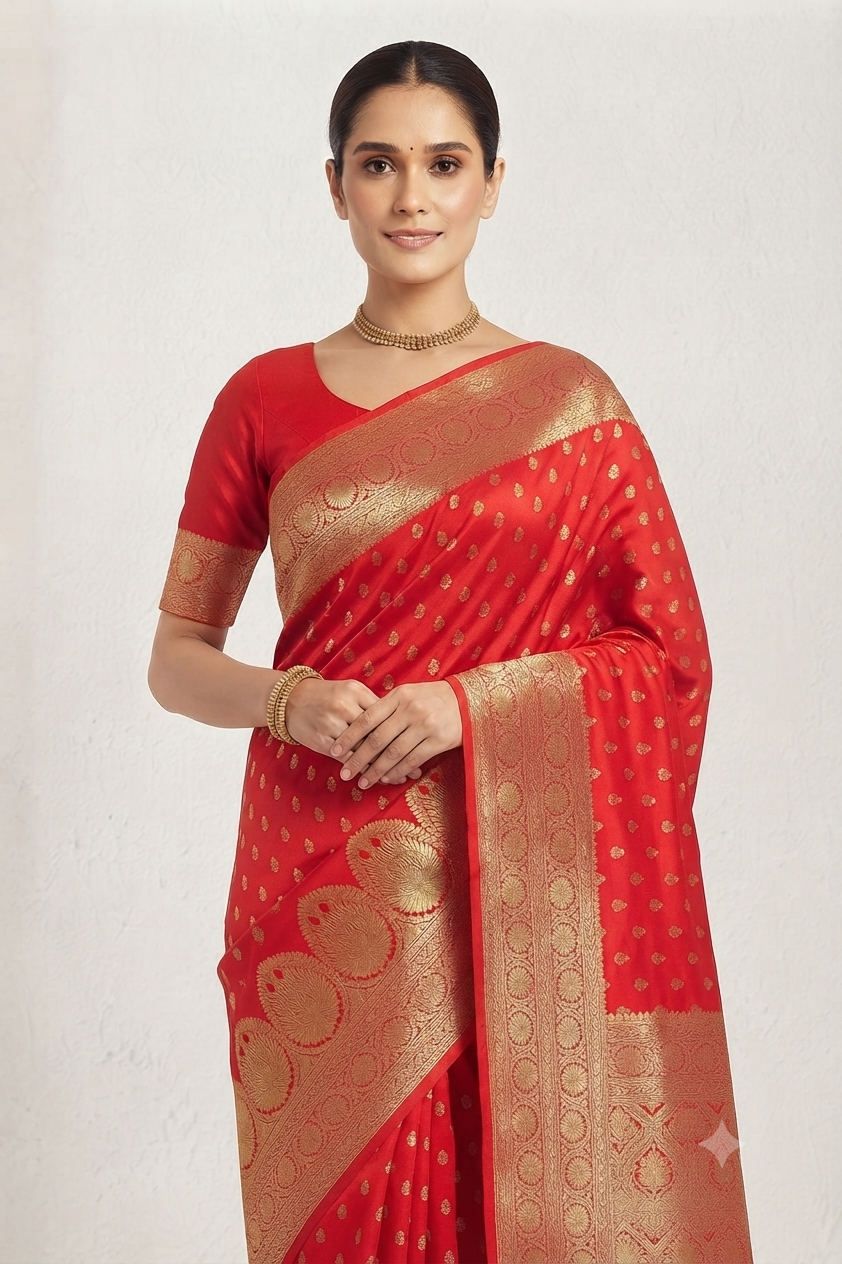 Mixture of orange & jarri for your special texture with silky fabric