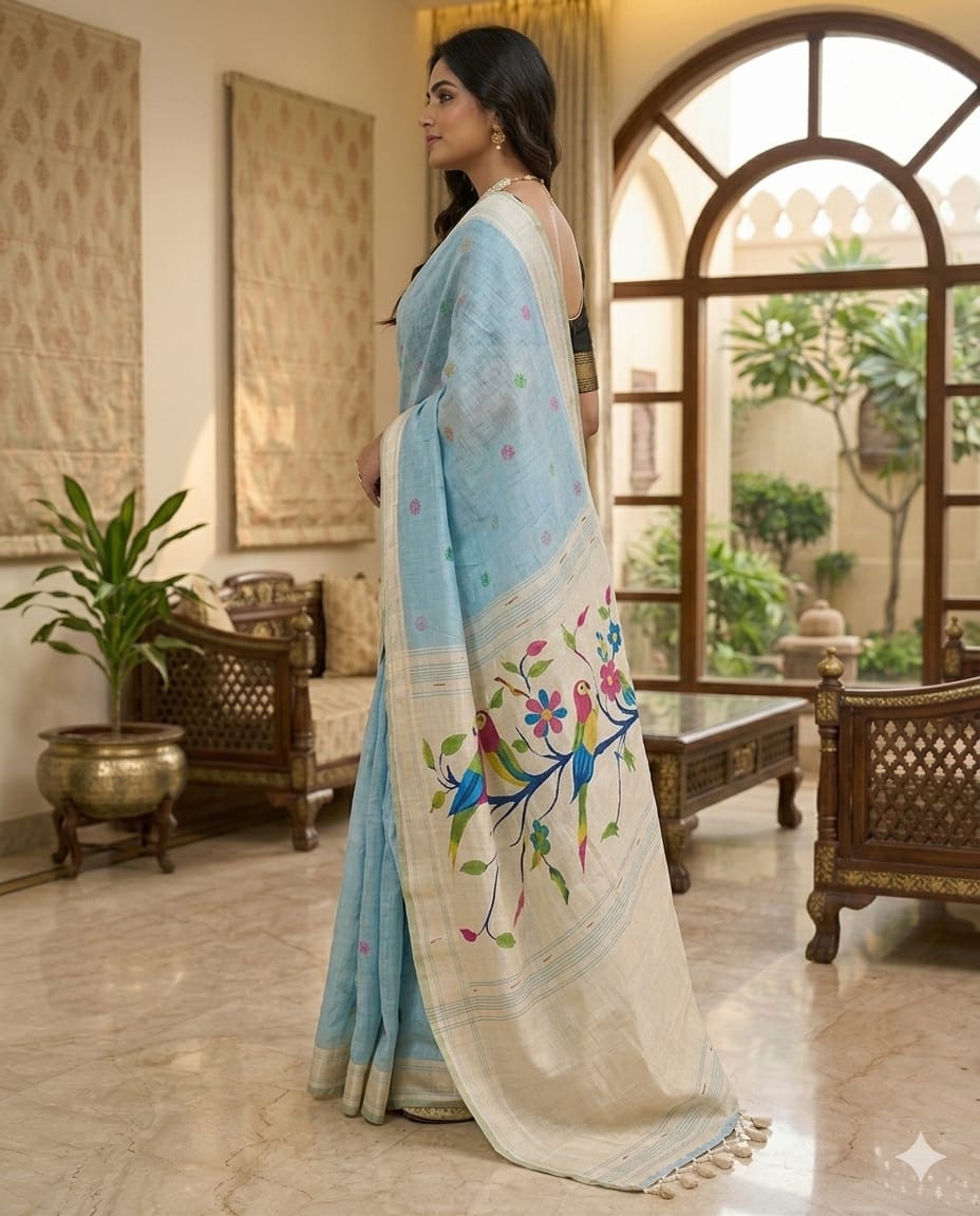 Butterfly Cotton butta-shiney styler alongwith black blouse
