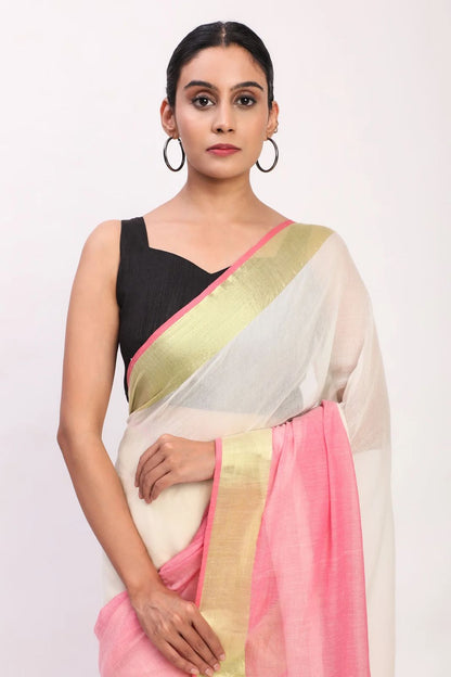 Lighter synthetic saree with shining border