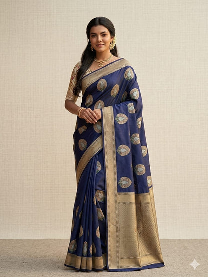 Purple peacock with stylish jari embroidery