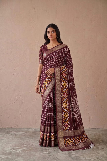 Chocolaty georgette saree ready to wear light weight