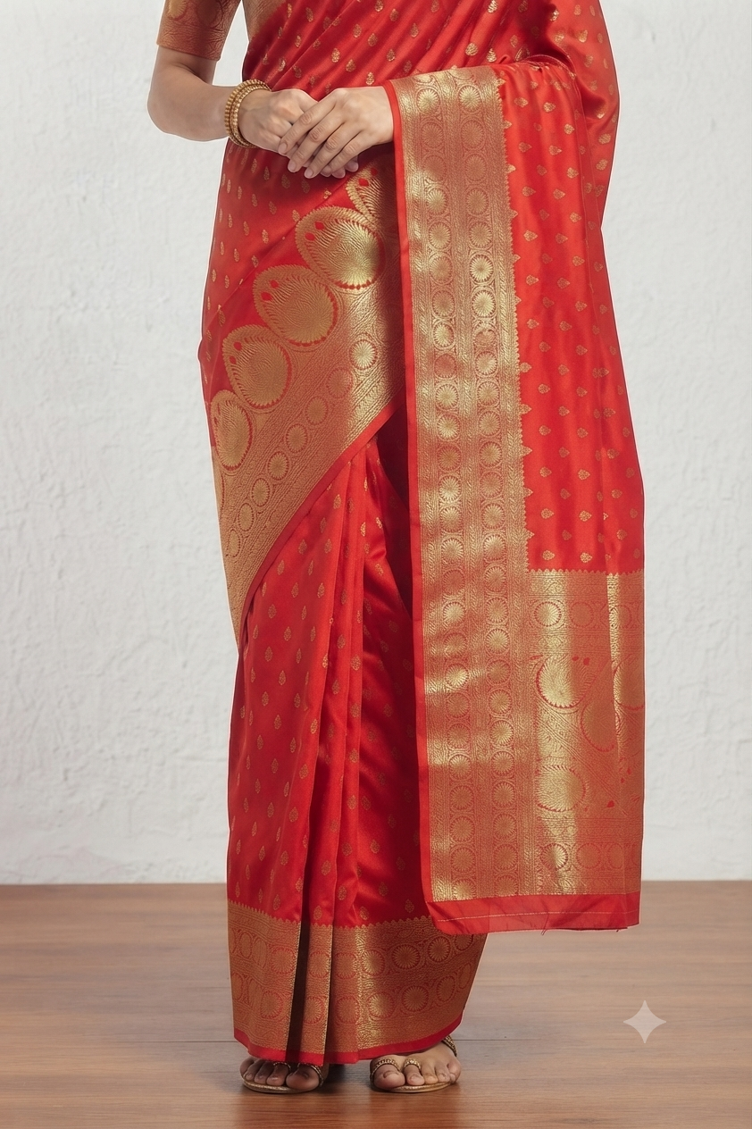 Mixture of orange & jarri for your special texture with silky fabric