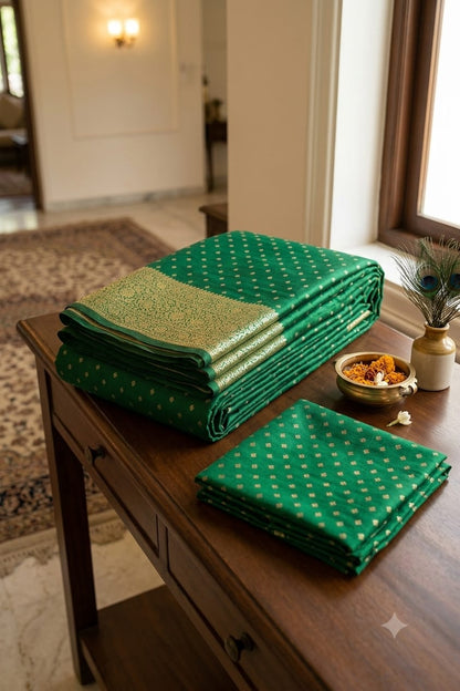 Greanly mother look enhancing your texture with this silky banarsi saree