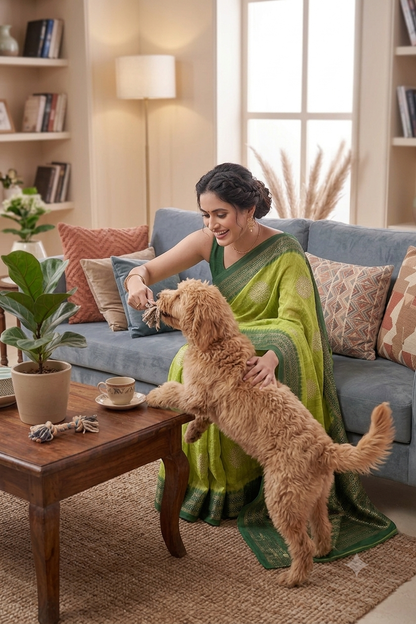Light green georgette design plain saree with simple regular wear