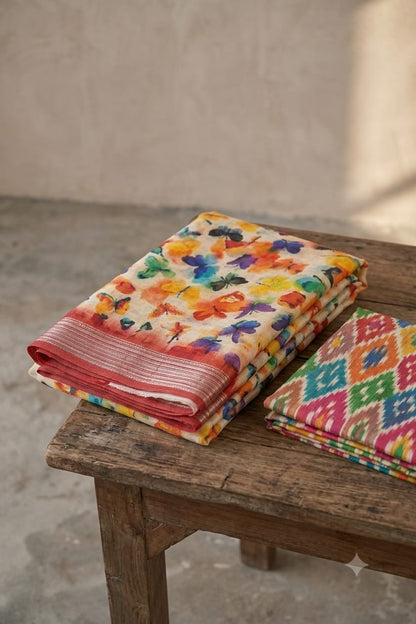 Fabulous mixture of this colours on a silky banarsi saree