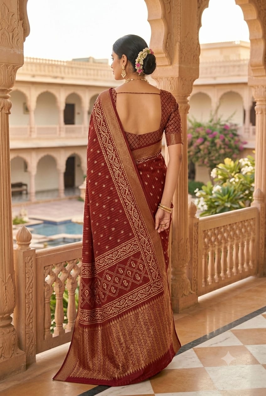 Maroon light weight saree with mix febric give you enhanced look