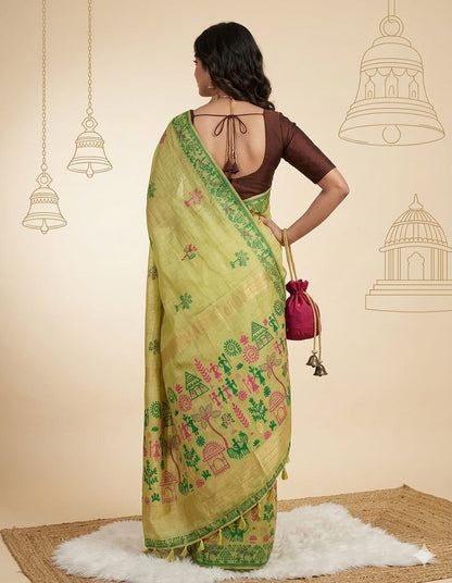 Green cotton butta sarees -alongwith breathable blouse