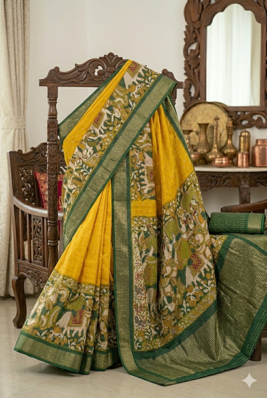 Yellowish mango banarsi silky Saree