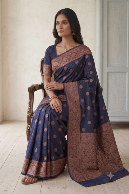 Silky jari premium saree with bengani colour