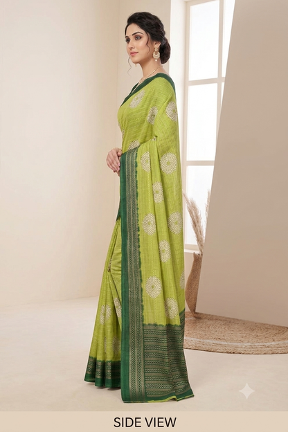 Light green georgette design plain saree with simple regular wear