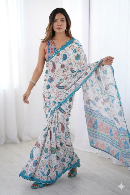 Light bluesh georgette light weight saree