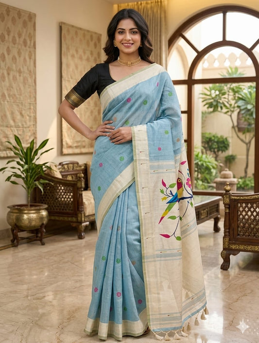 Butterfly Cotton butta-shiney styler alongwith black blouse