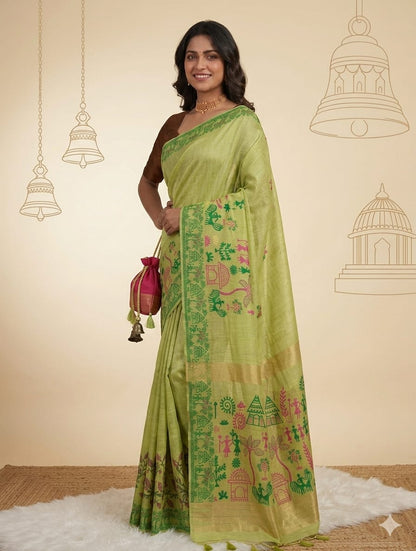 Green cotton butta sarees -alongwith breathable blouse