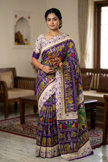 Purple silk theme Mixture of silk & desert with full embroidery work