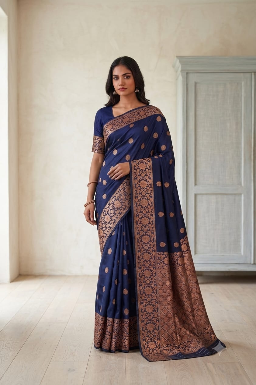 Silky jari premium saree with bengani colour