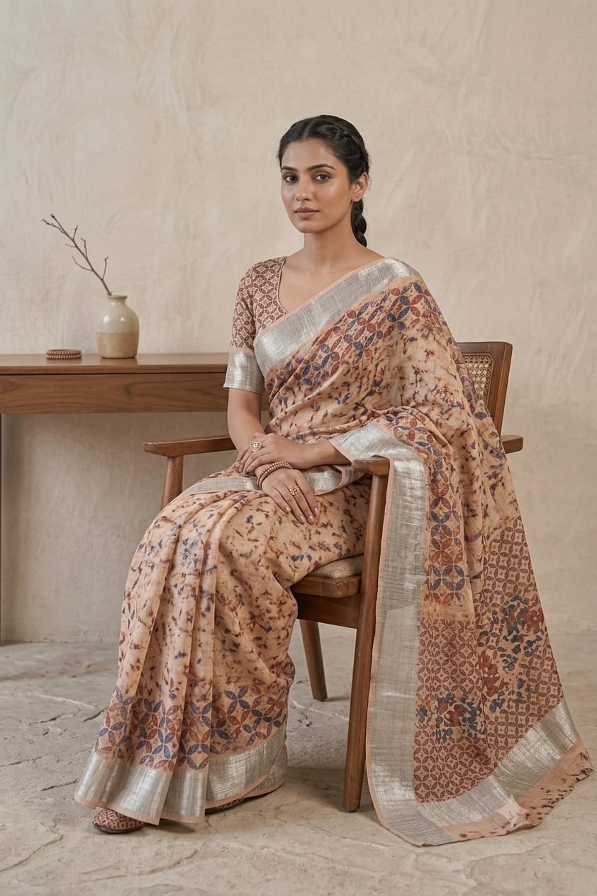 Polished silk fabric with this Creamy colour give you stylish look