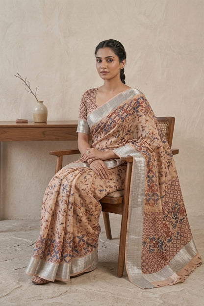 Polished silk fabric with this Creamy colour give you stylish look