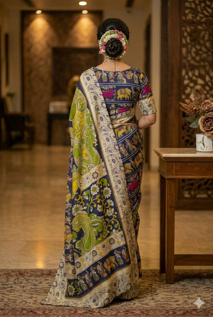 Premium purple silky saree with jari work royal look .