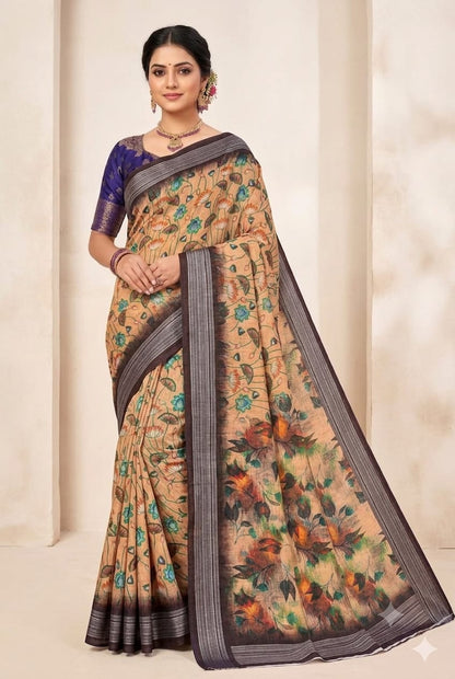 Mixed fabric saree give you enhanced look like a queen