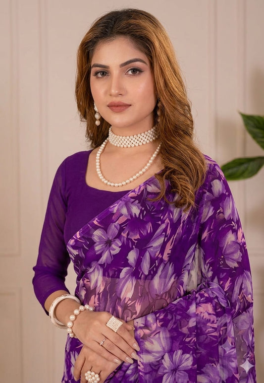 Begny chiffon saree along with full sleeves blouse
