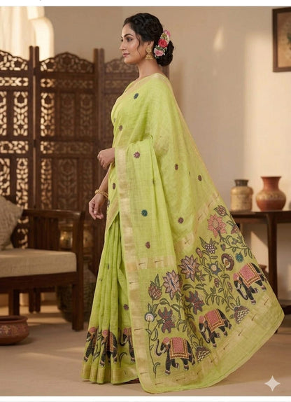 Vanilla pista with traditional embroidery on coton fabric