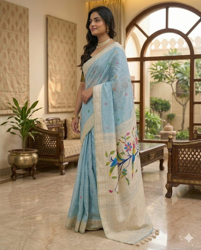 Butterfly Cotton butta-shiney styler alongwith black blouse