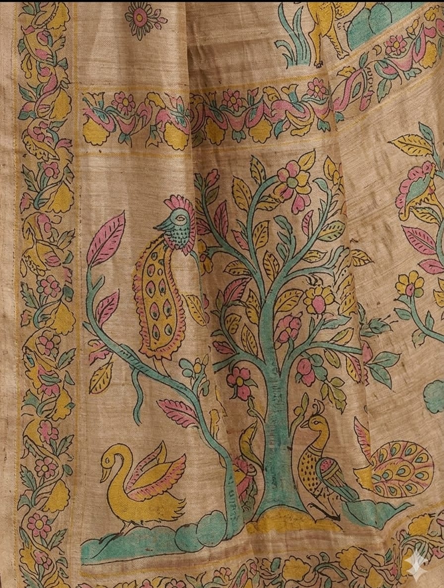 Golden silk banarsi saree -modern style -alongwith embroidery blouse & peticoat