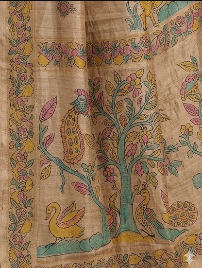 Golden silk banarsi saree -modern style -alongwith embroidery blouse & peticoat
