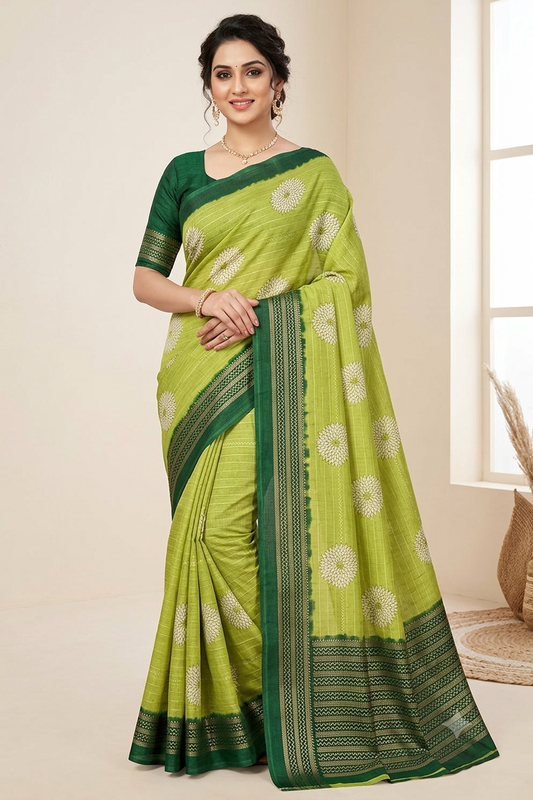 Light green georgette design plain saree with simple regular wear
