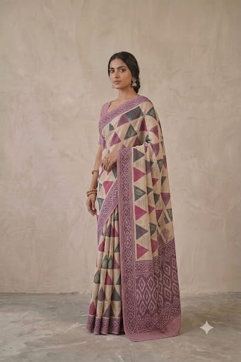 Bengani sari mix febric of organza & cotton