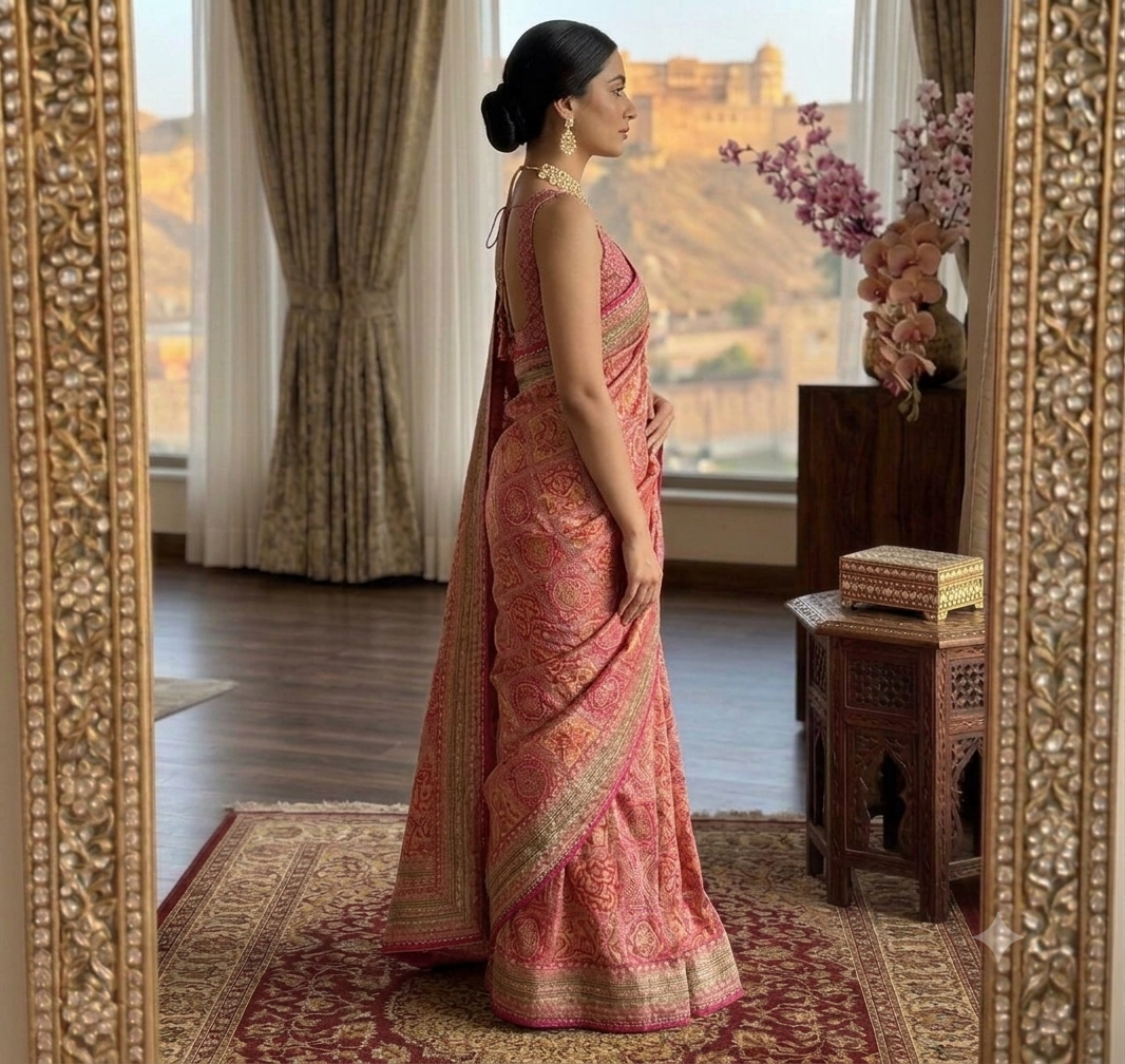 Raeliate timeless elegance with this handcrafted embroidered masterpiece