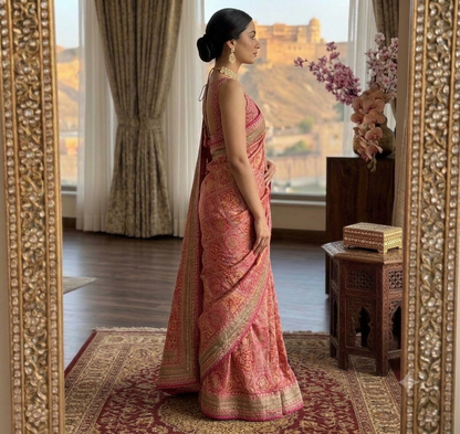 Raeliate timeless elegance with this handcrafted embroidered masterpiece
