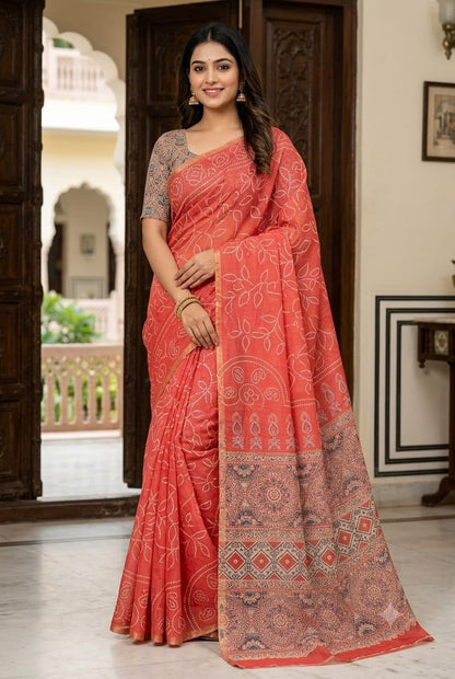 Chunni style saree with shining polyester fabric