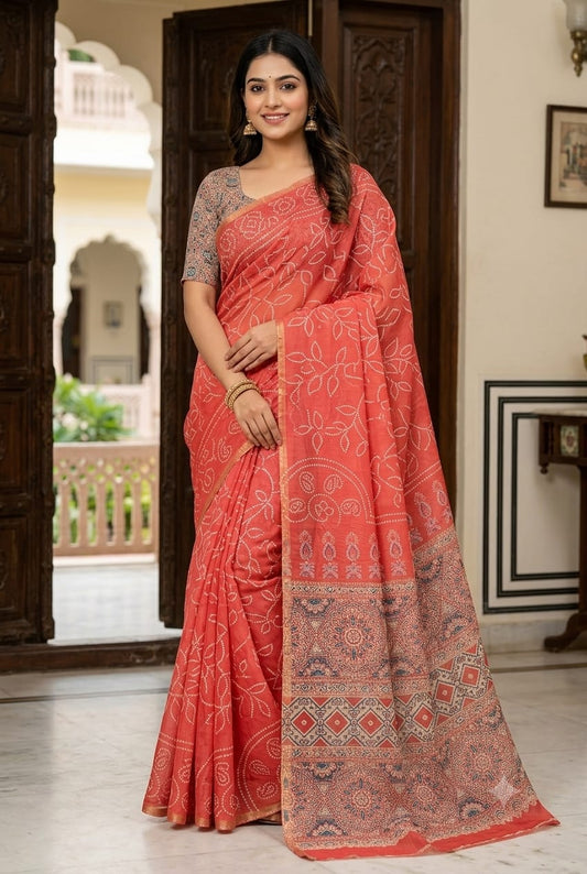 Chunni style saree with shining polyester fabric