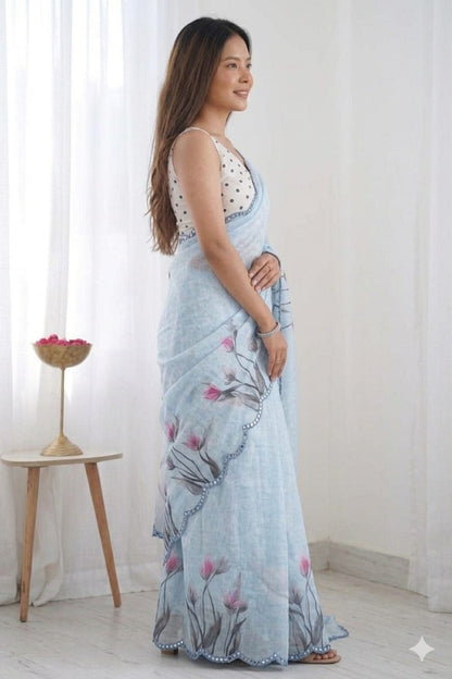 Asmani printed georgette saree ready to wear